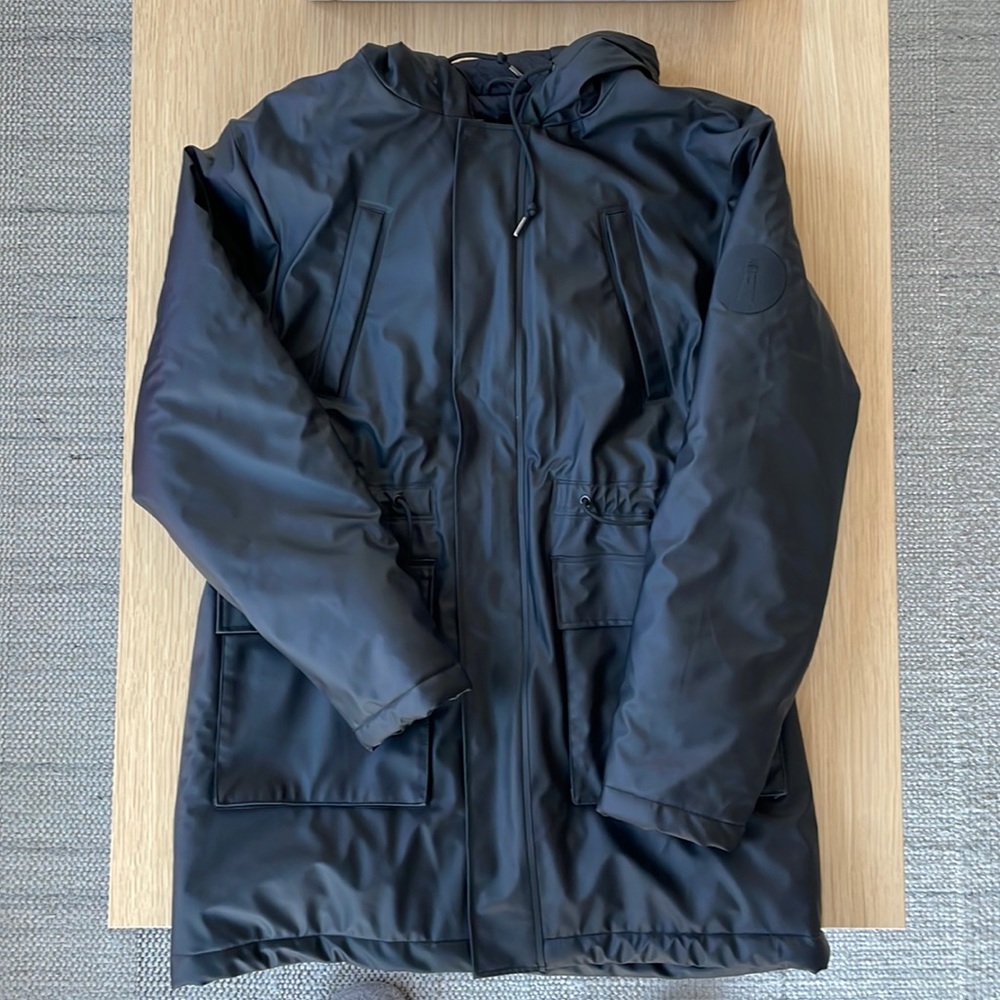 Rains Black Thermal Waterproof Jacket